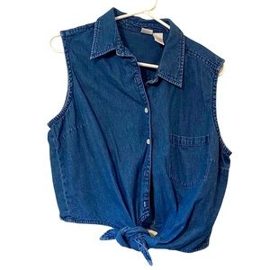 Denim button down tank top